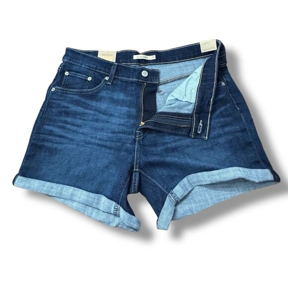 NWT Levi’s Mid Rise Stretch Cuffed Mid Length Denim Shorts Women’s Size 32 - Picture 9 of 15